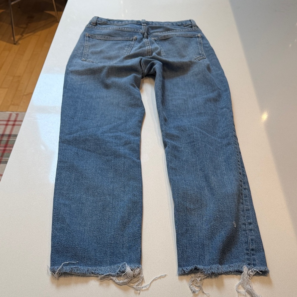 Topshop Moto High Rise Cropped Women's Blue Straight Leg Jeans, Size 26 - Picture 5 of 11